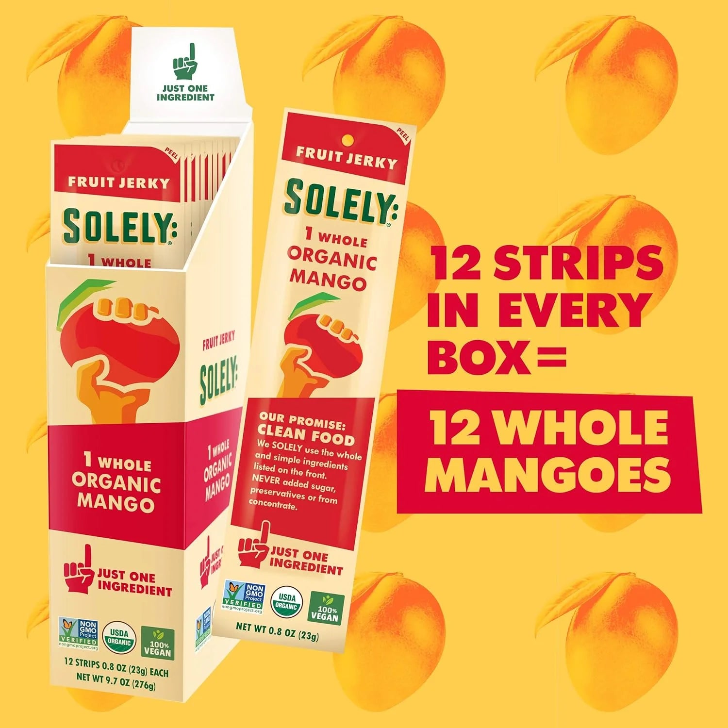 Organic Mango Fruit Jerky Snack, 0.8 oz Sticks, 12-Pack F601