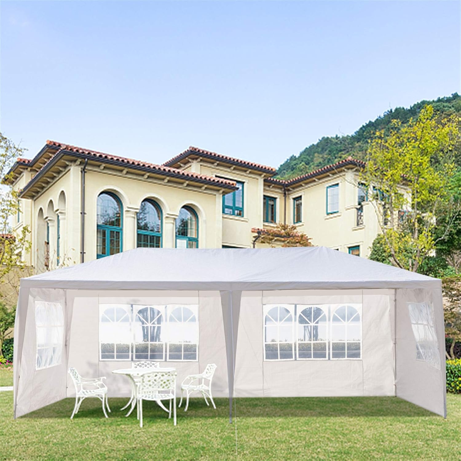Upgraded Outdoor Party Tent, Large Tents for Parties, Event, Wedding, Outdoor Canopy Tent with Sidewalls and Windows, Gazebo Tent for Backyard, Garden and Patio (10'x20' 4 Sidewalls)