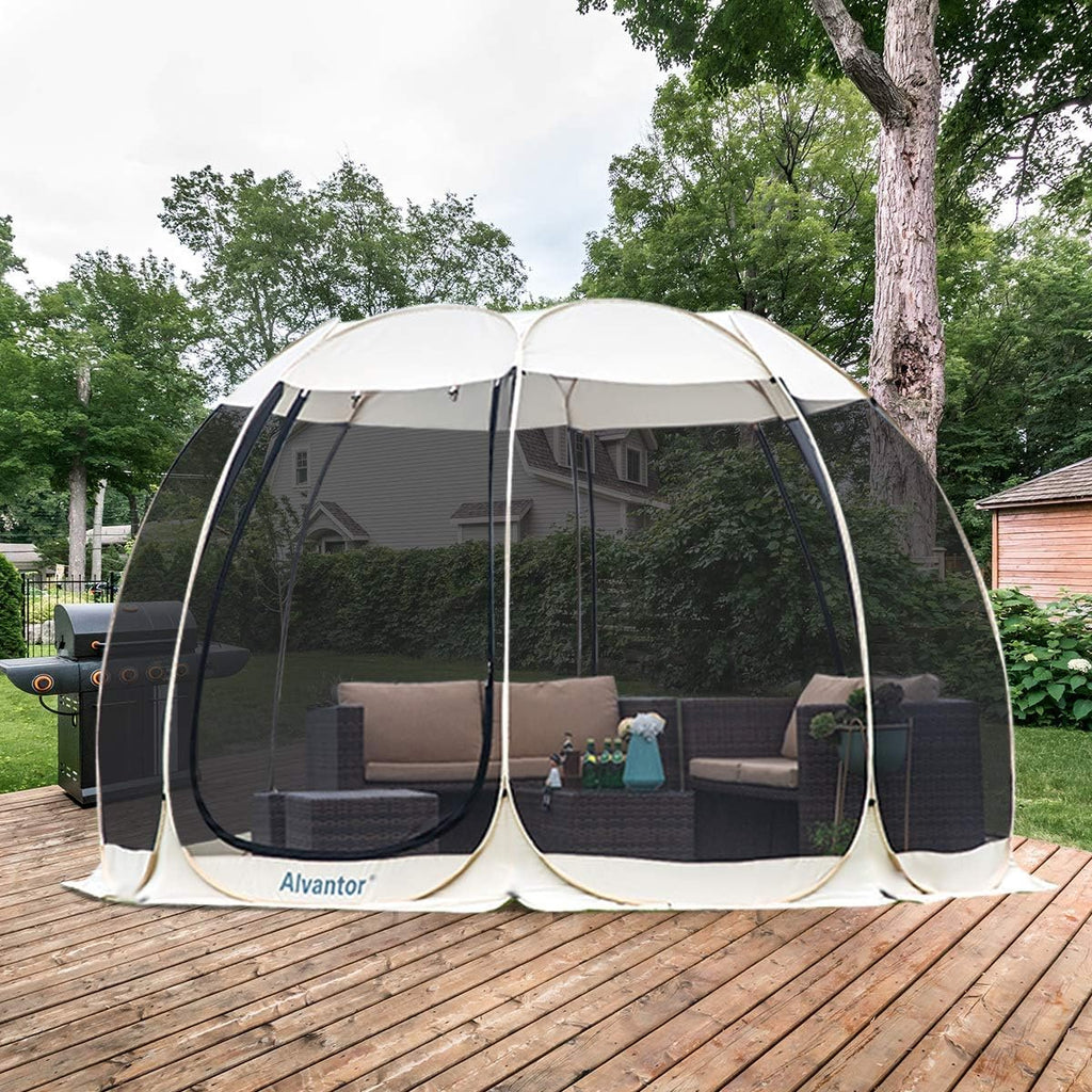 Pop Up Camping Screen House Tent with Mesh Walls, 6x6 ft Beige A5591