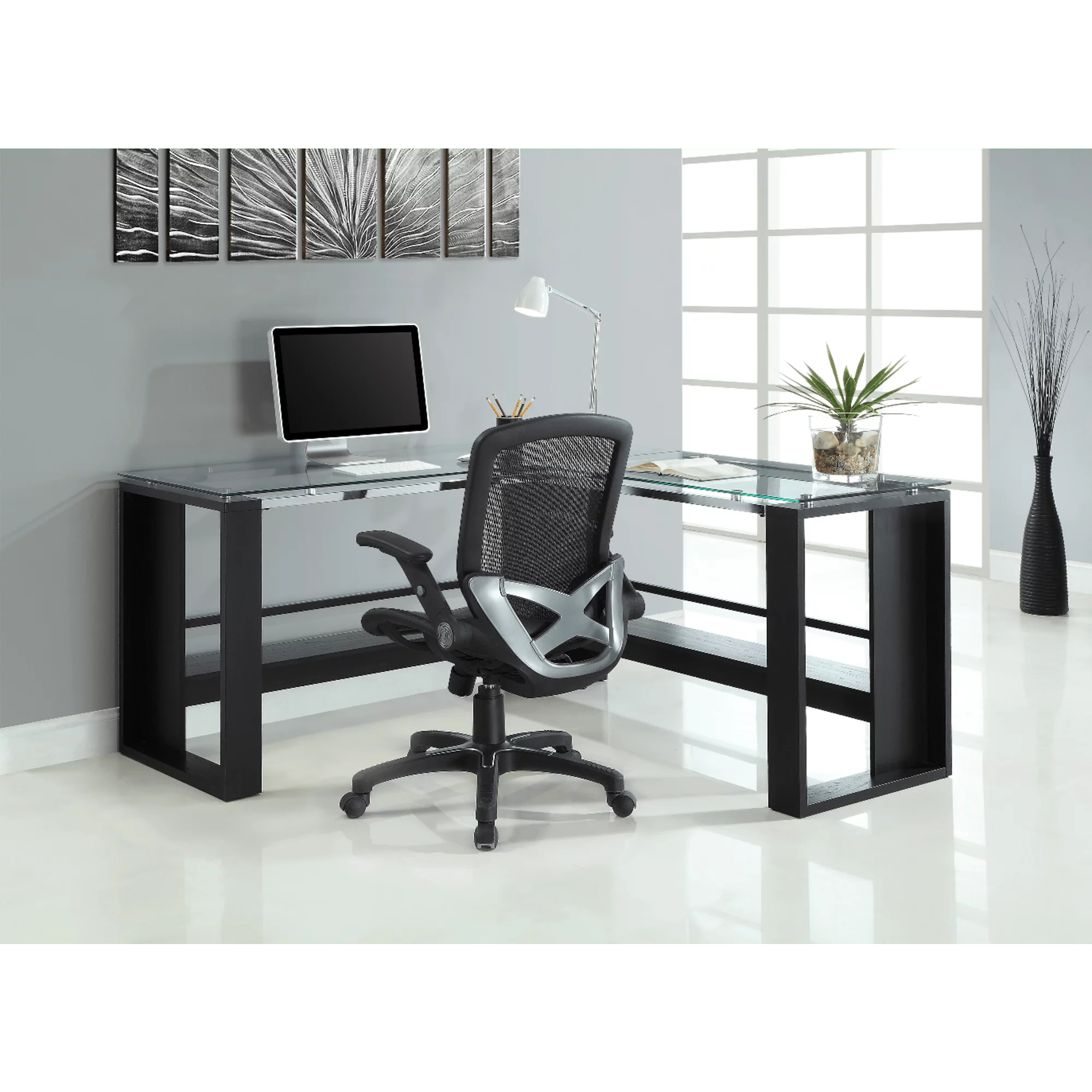 L-Shape Corner Desk, Espresso E663723
