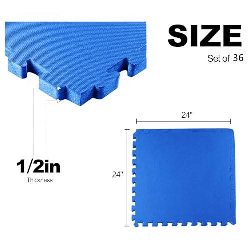 Interlocking Foam Gym Flooring Mat, 1 Inch Thick, 6 Tiles, Black C4472