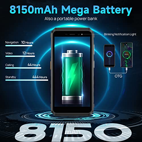 Rugged Smartphone 8150mAh Battery 16MP Underwater Camera IP68 Waterproof 4G Dual SIM Unlocked Z4166