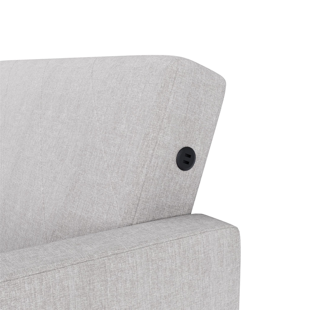 Convertible Sofa Bed with USB Port, Light Gray Linen H2178