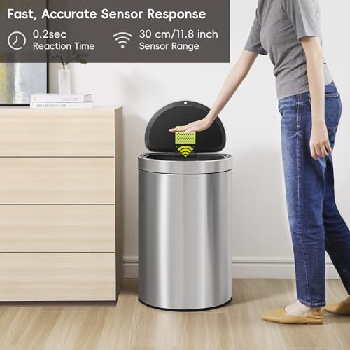 Touchless Motion Sensor Trash Can, 13.2 Gallon, Brushed Stainless Steel A497976