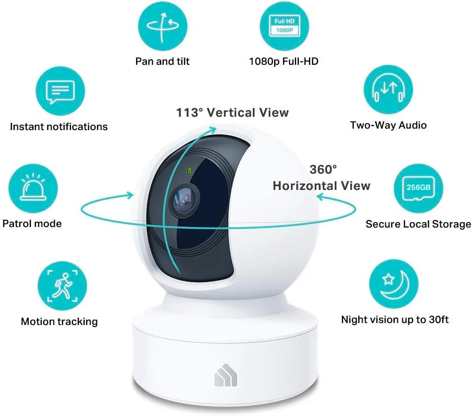 Indoor Pan/Tilt Smart Security Camera, 1080p HD with Night Vision and Motion Detection V470