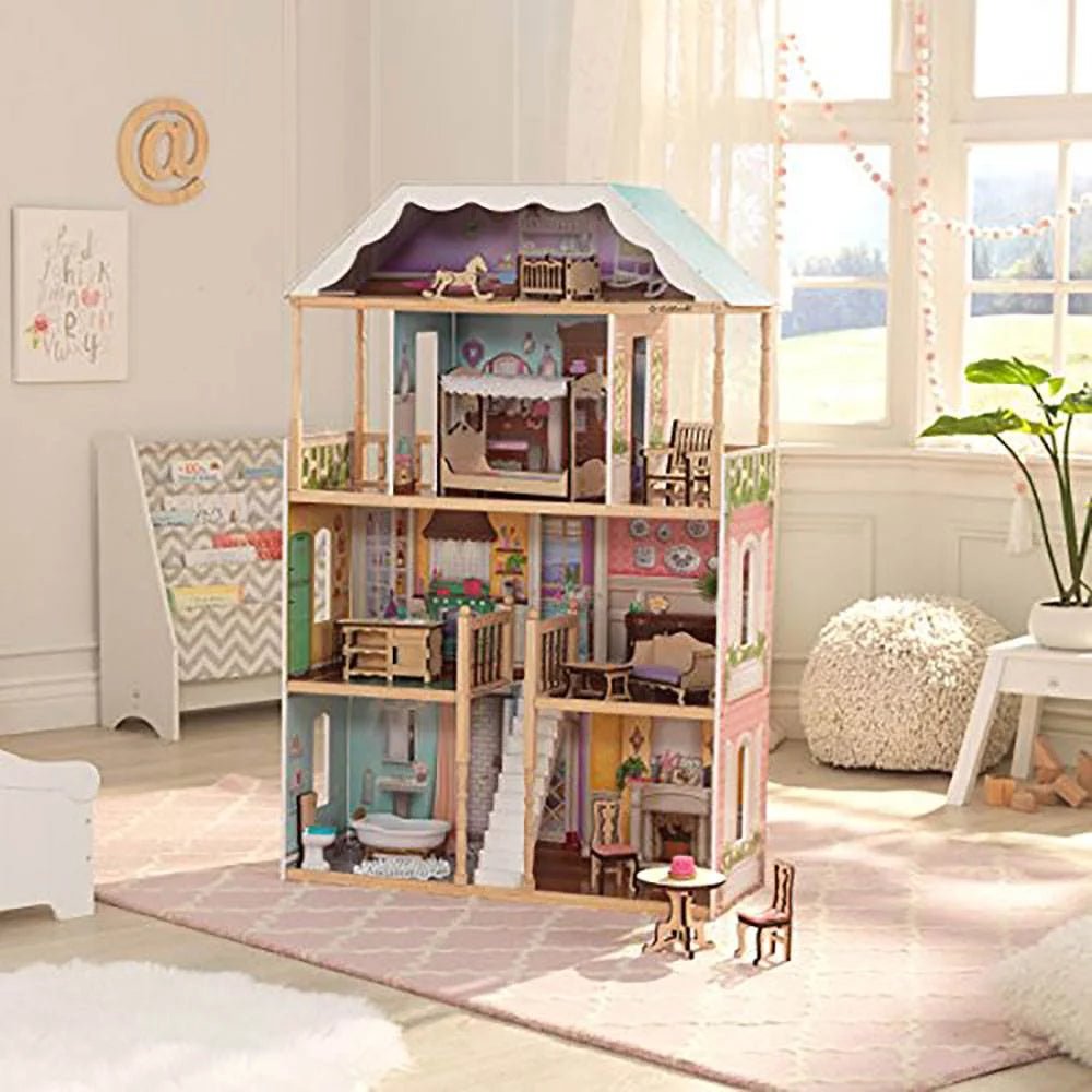 Classic Wooden Dollhouse with 14 Accessories G862018