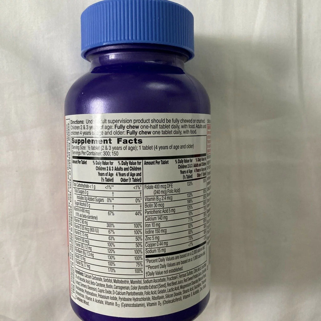 Chewable Multivitamin Tablets, 150 Count (Pack of 2) W9950
