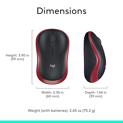 Wireless Mouse, 2.4GHz USB Receiver, 12-Month Battery, 1000 DPI Optical Tracking I608686