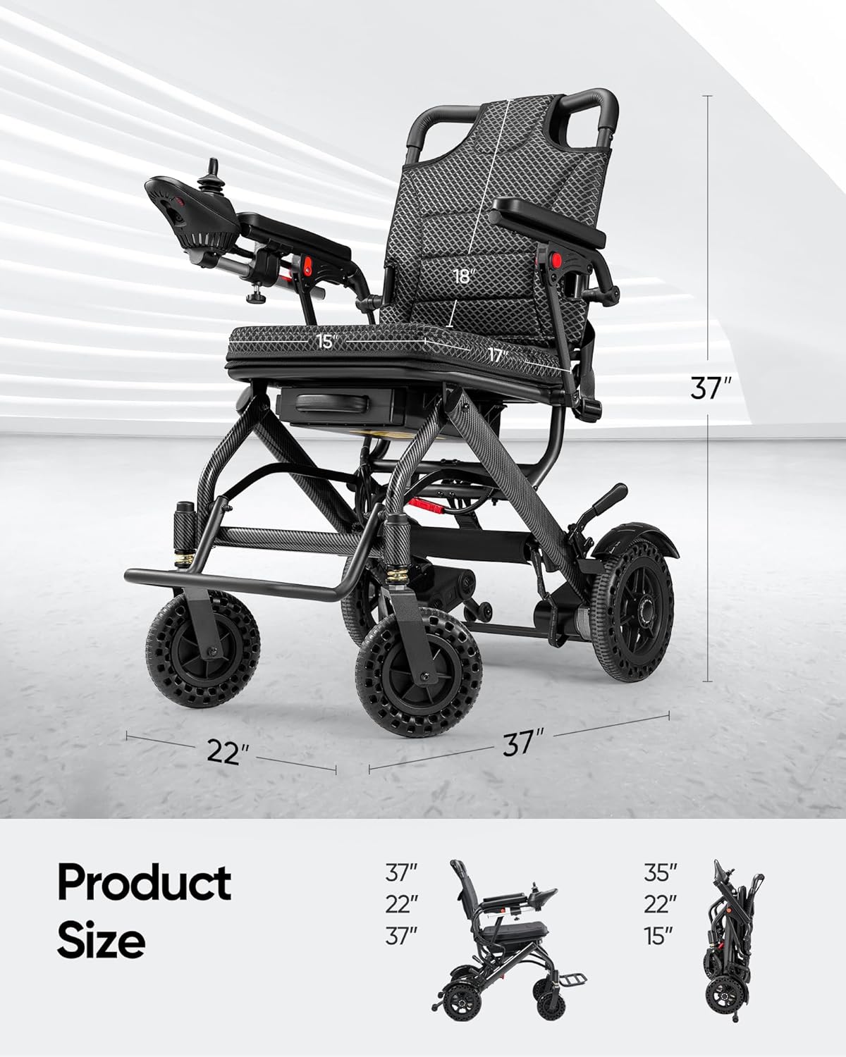Foldable Electric Wheelchair for Adults, 38lbs, Airline Approved Z68192