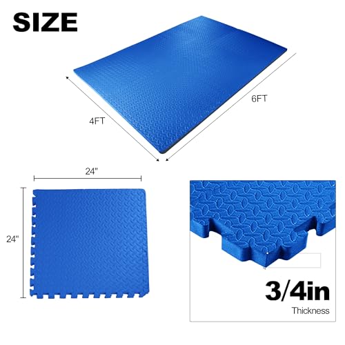 Interlocking Foam Gym Flooring Mat, 1 Inch Thick, 6 Tiles, Black C4472