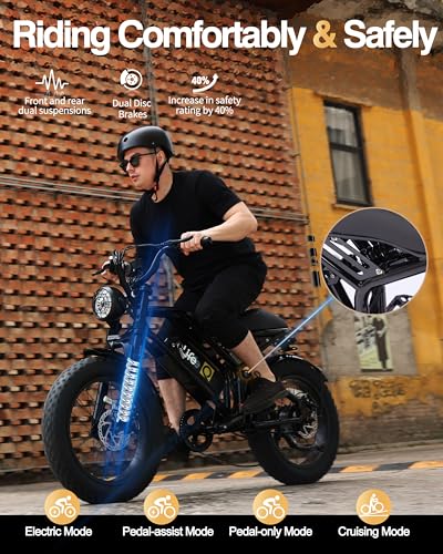 Electric Bike for Adults 1500W Peak Motor 20" Fat Tires 28MPH Removable Battery Dual Suspension 7-Speed M72522