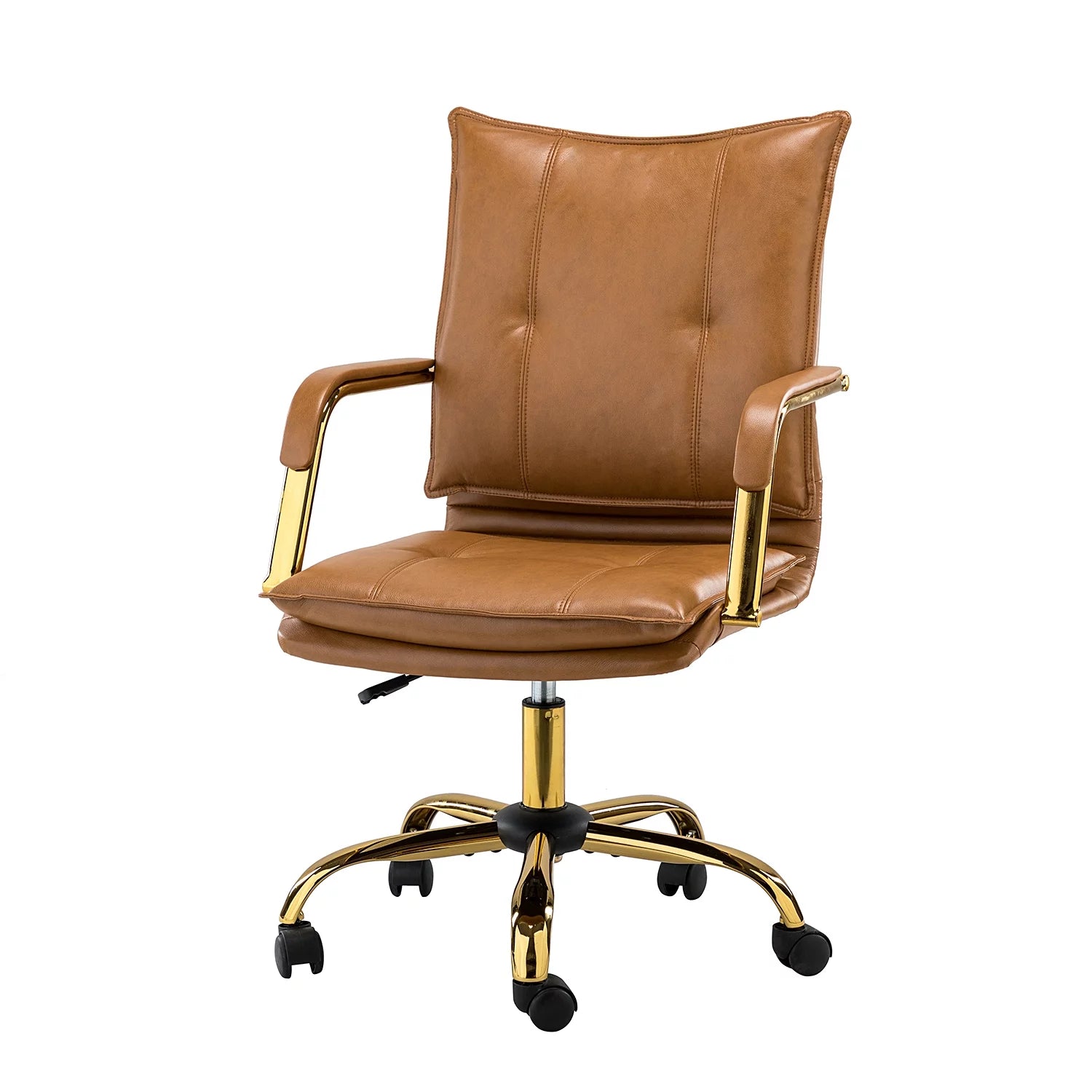 Vegan Leather Home Office Task Chair with Tufted Mid Back and Armrest N83298
