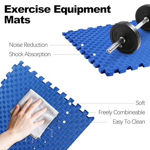 Interlocking Foam Gym Flooring Mat, 1 Inch Thick, 6 Tiles, Black C4472