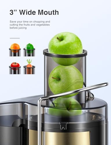 Juicer Machine, 800W Centrifugal Extractor with Wide Mouth Feed Chute, Stainless Steel, BPA-free Y425329