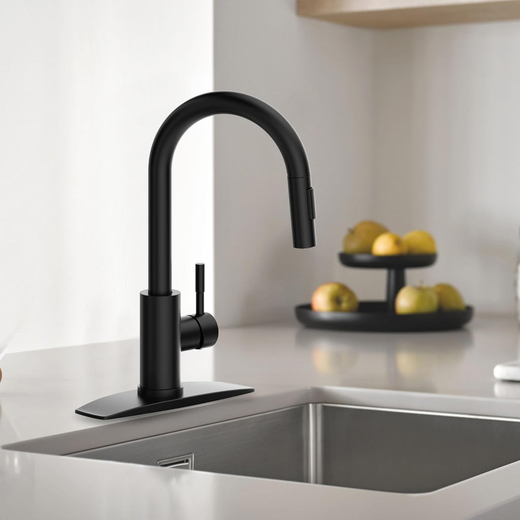 Black Kitchen Faucet with Pull Down Sprayer, High Arc Spout Y545