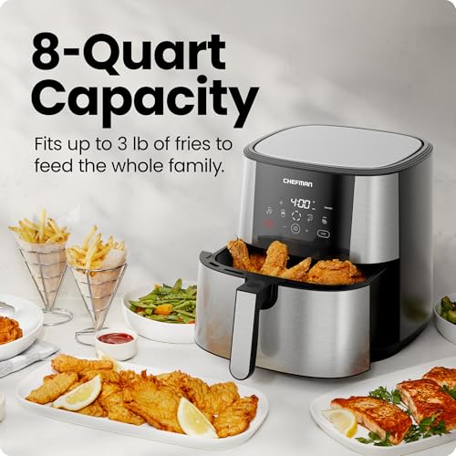 XL 8-Qt Touch Air Fryer, Digital Presets, Nonstick Dishwasher-Safe L9402
