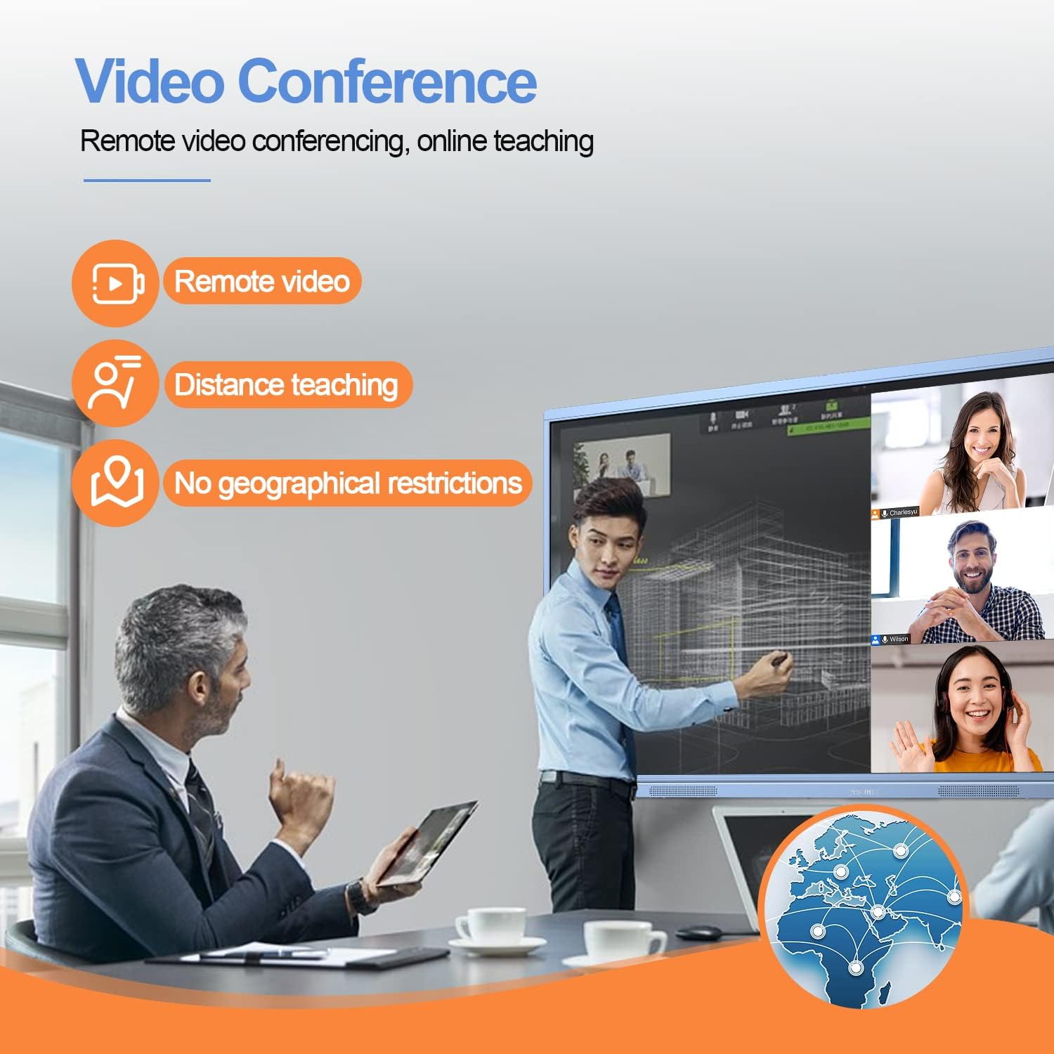 55 Inch 4K UHD Interactive Whiteboard for Classroom and Business V6761