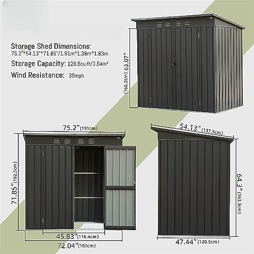 Metal Storage Shed with Pent Roof, Double Lockable Doors Y47264