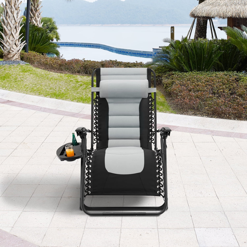 Oversized Padded Folding Lounge Chair with Adjustable Headrest C1410