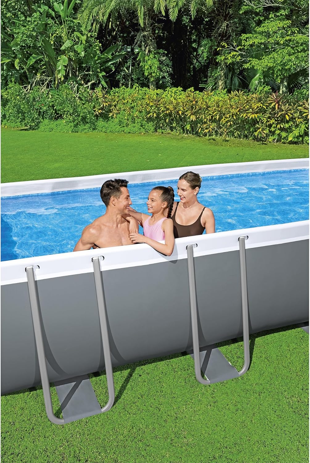 Rectangular Above Ground Swimming Pool Set with Sand Filter Pump M7296