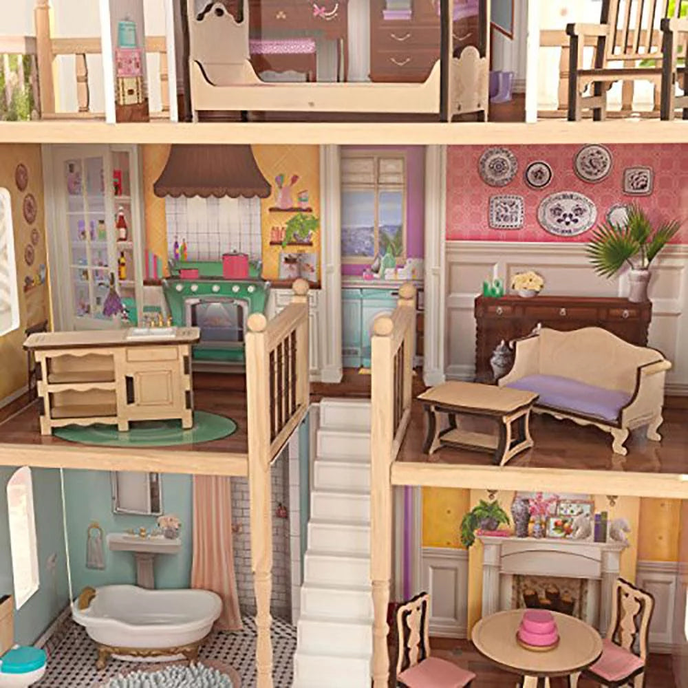 Classic Wooden Dollhouse with 14 Accessories G862018