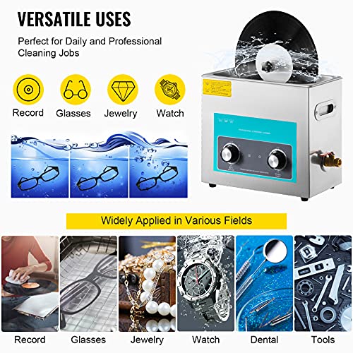 Ultrasonic Vinyl Record Cleaner 6L 40kHz Stainless Steel Tank I5580
