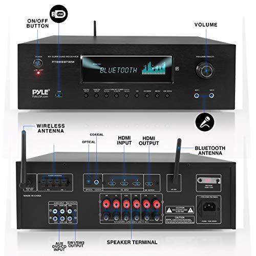 1000W 5.2 Channel Home Theater Receiver with Bluetooth and Wireless Mics M19717