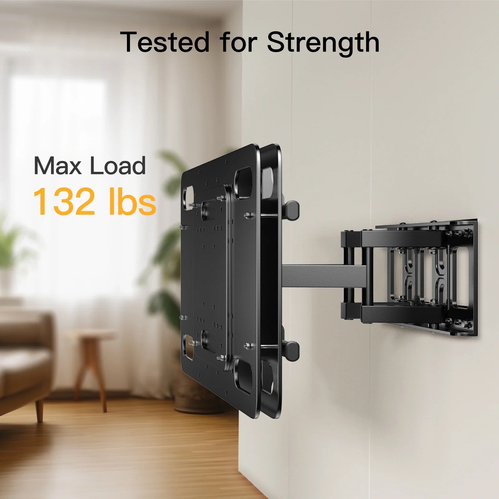 Full Motion TV Wall Mount for 37-75 inch Flat and Curved TVs, Holds 132lbs H8107