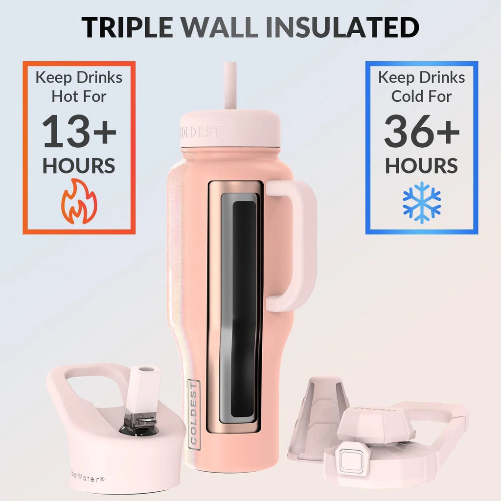 Insulated Stainless Steel Tumbler with Handle and Straw Lid, 36 oz Z440