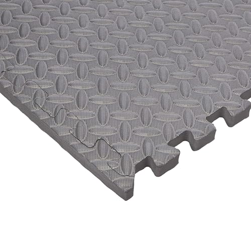 Interlocking Foam Gym Flooring Mat, 1 Inch Thick, 6 Tiles, Black C4472