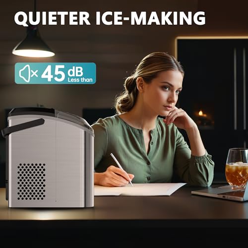 Nugget Ice Maker Countertop with Handle, Portable Sonic Ice Maker H34826