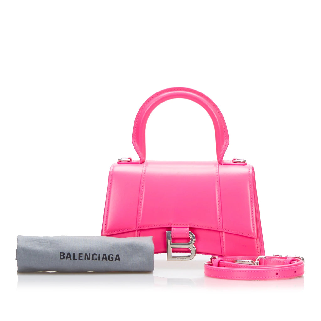 Pre-Owned Hourglass XS Calf Leather Pink Satchel P457642