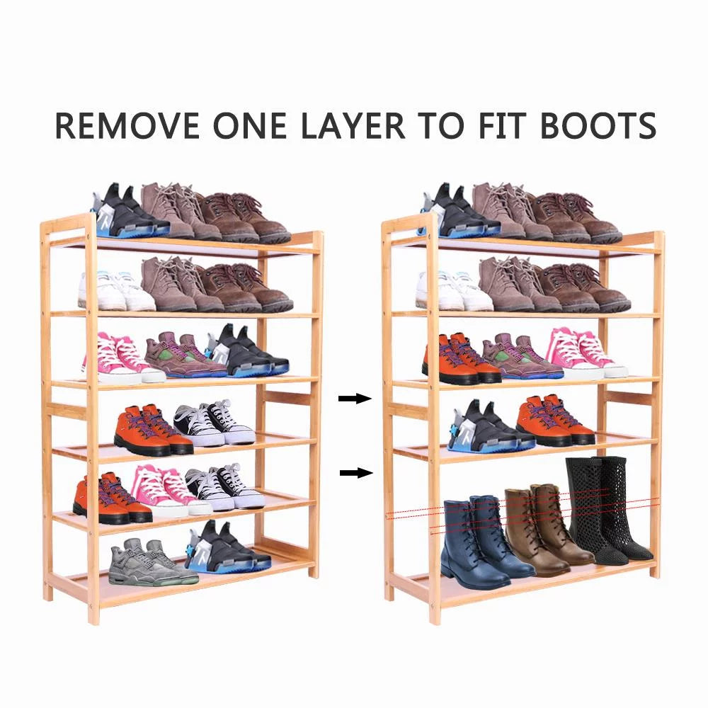 Bamboo Shoe Storage Rack 6-Tier, Holds 18-24 Pairs T72710