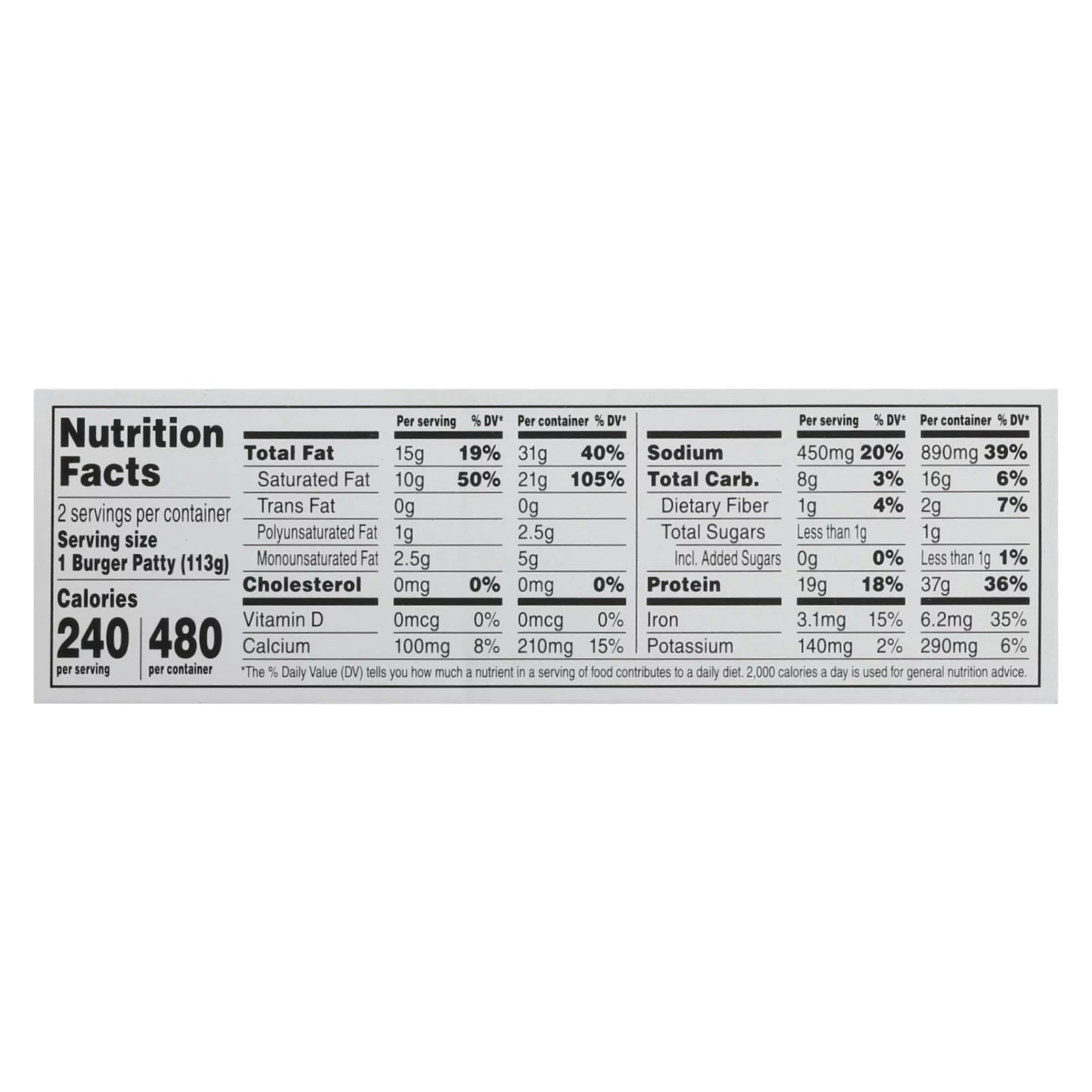Plant-Based Burger Patties, 1/4 lb, 2 count V893143