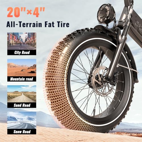 Folding Electric Bike for Adults Full Suspension, 52V 20AH Fat Tire N549125