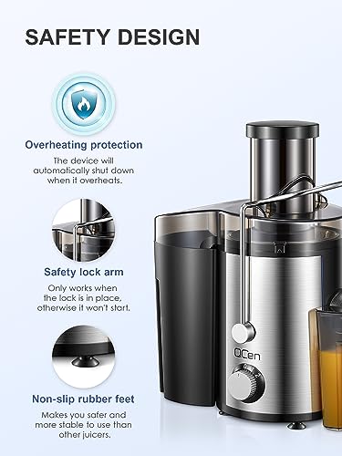 Juicer Machine, 800W Centrifugal Extractor with Wide Mouth Feed Chute, Stainless Steel, BPA-free Y425329