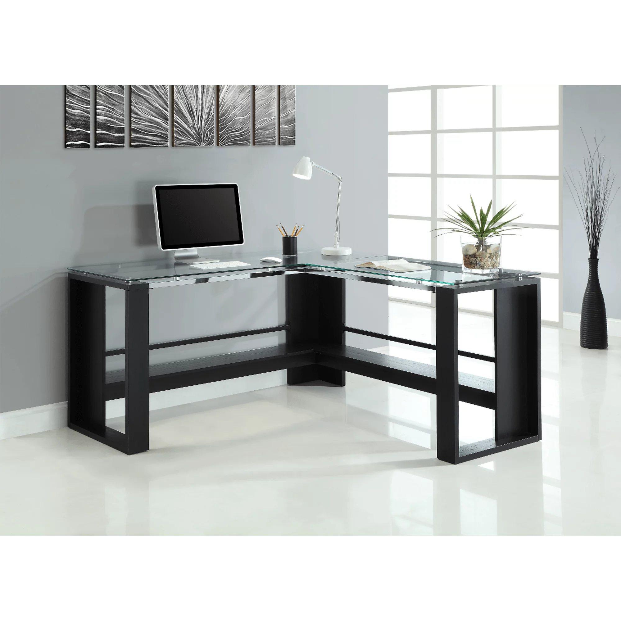 L-Shape Corner Desk, Espresso E663723