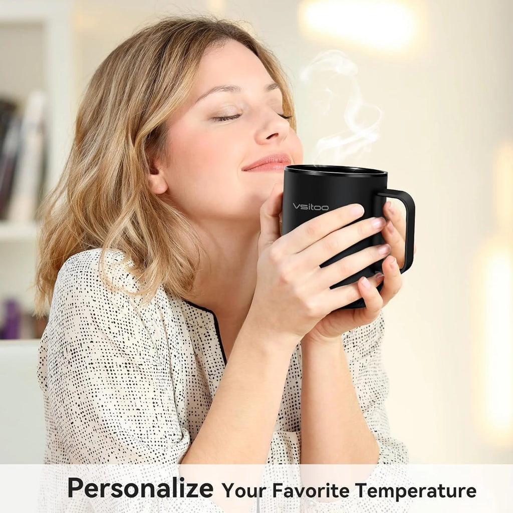 Temperature Control Smart Mug with Lid, Self Heating Coffee Mug 10 oz, LED Display O828231