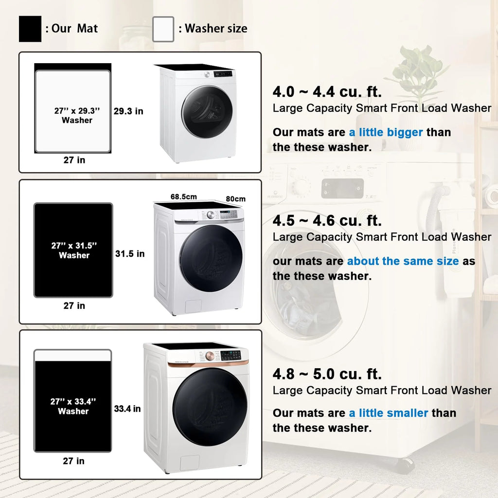 Anti-Slip Washer and Dryer Top Mat, 27" x 31.5" Black, Dust-Proof Protector M860