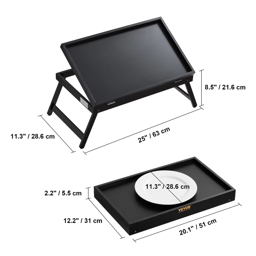 Bamboo Bed Tray with Foldable Legs and Adjustable Slope X719