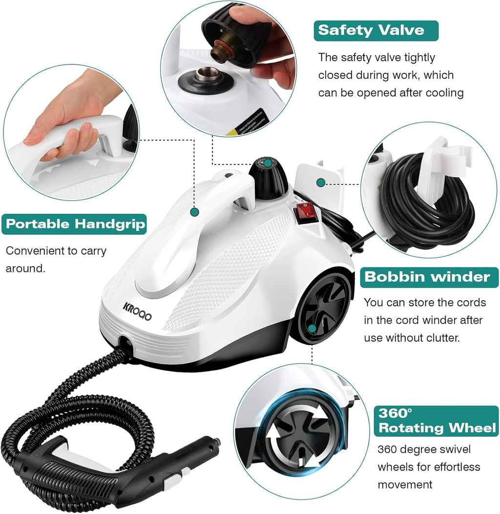Steam Mop with 23 Accessories, Portable Steamer for Multi-Surface Floors L592