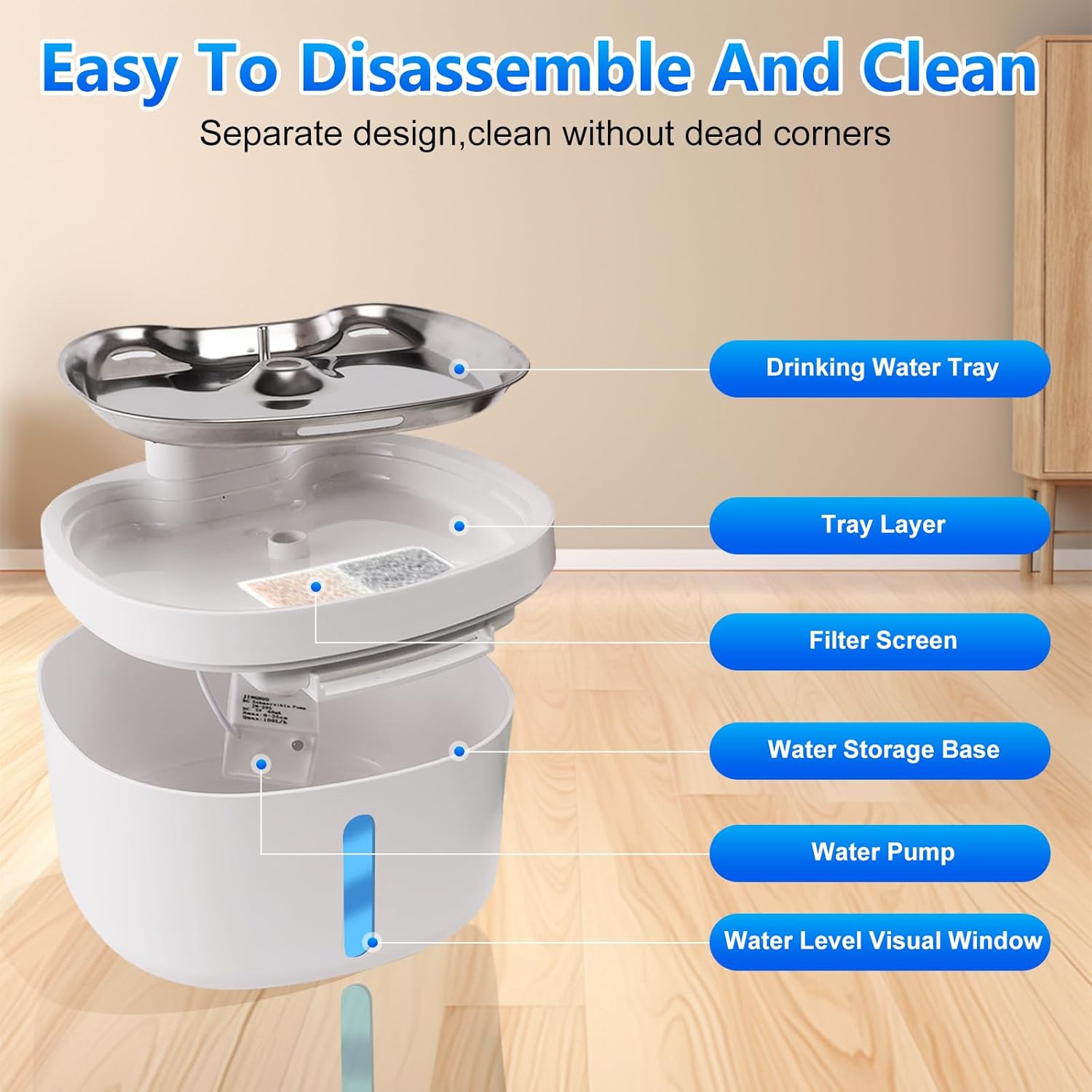 Automatic Dog Water Dispenser with Stainless Steel Tray A90248