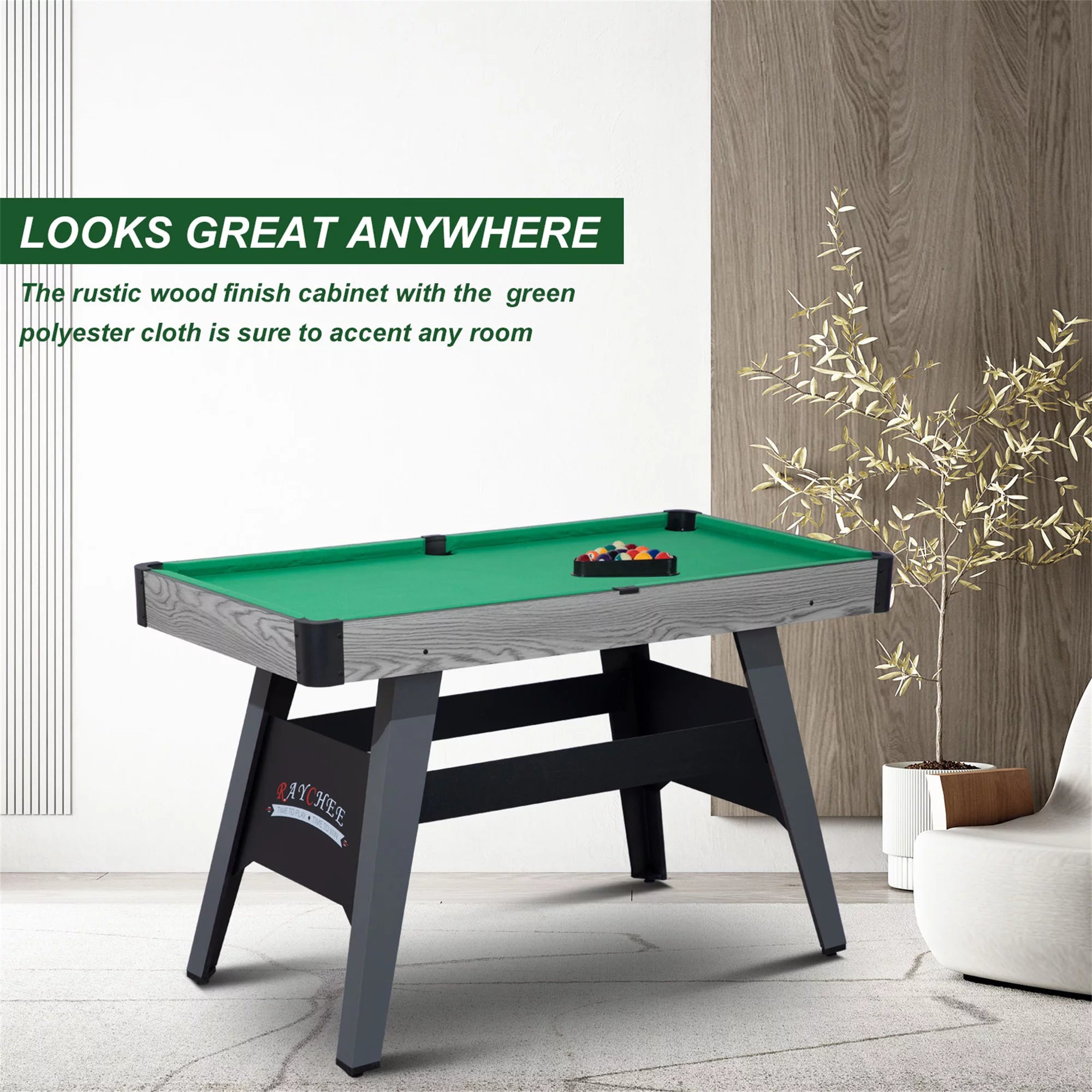 Portable 4-Ft Billiard Table with 2 Cue Sticks and Ball Set T182