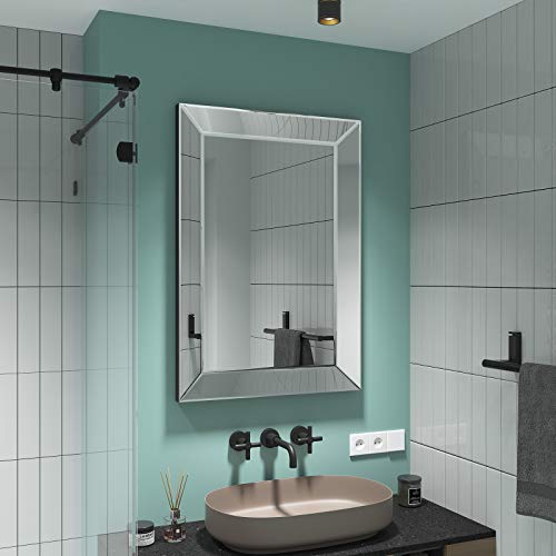 Large Rectangular Wall Mirror 28"x39" Angled Beveled Frame K124