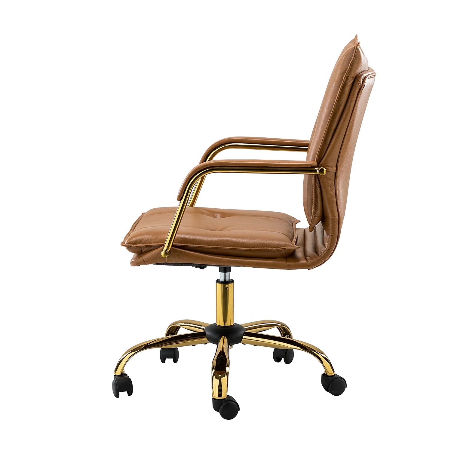 Vegan Leather Home Office Task Chair with Tufted Mid Back and Armrest N83298