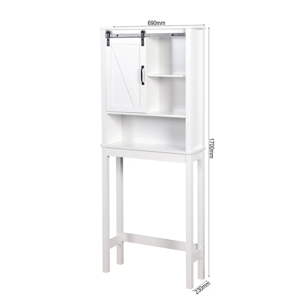 Over-the-Toilet Storage Cabinet with Adjustable Shelves and Barn Door T1883