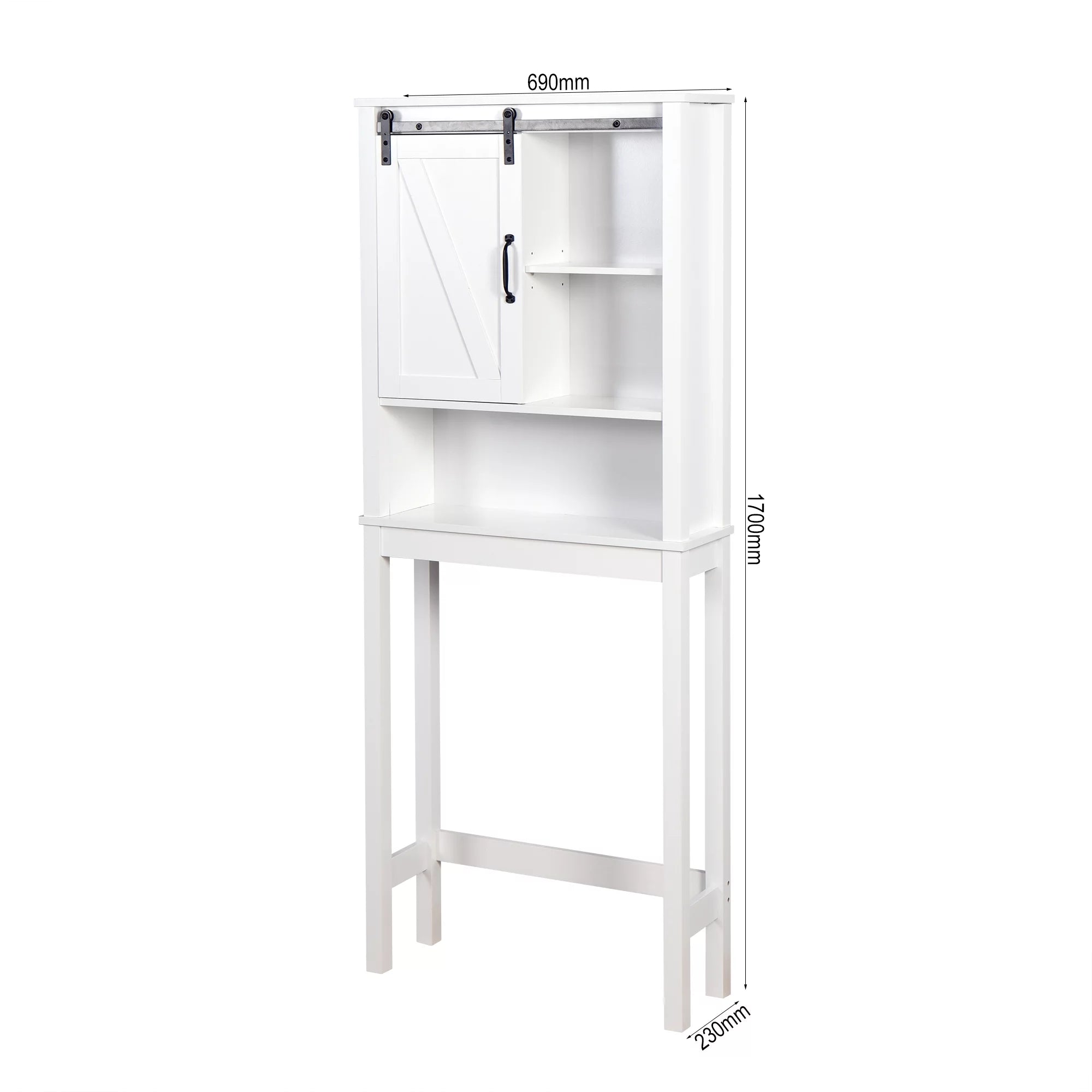 Over-the-Toilet Storage Cabinet with Adjustable Shelves and Barn Door T1883