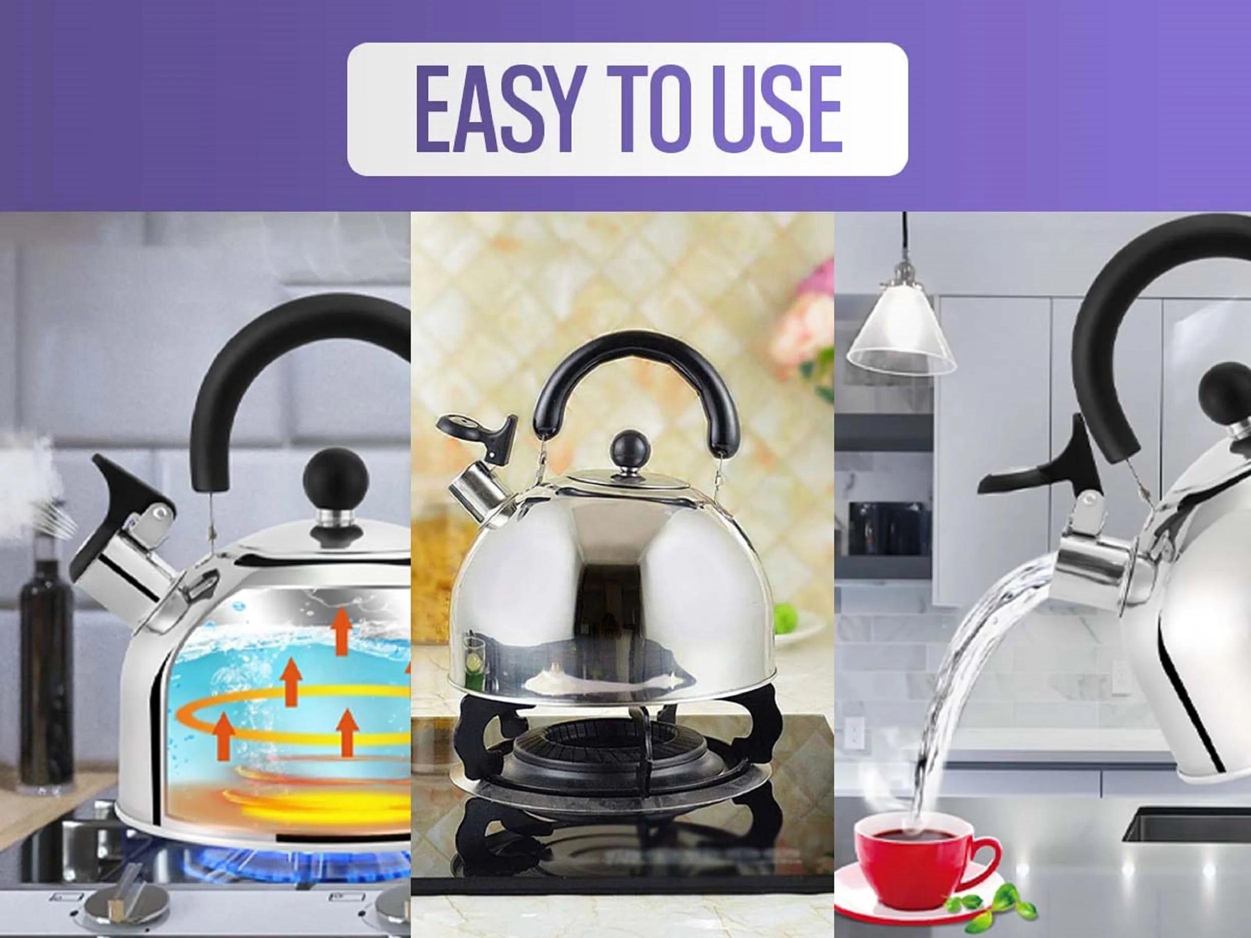 Stainless Steel Whistling Tea Kettle with Handle W6573