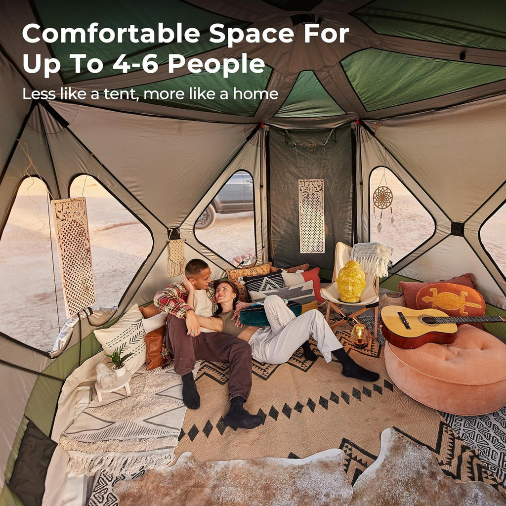 Space Camping Tent XL, 4-6 Person, Waterproof Pop Up Hub Tent U334