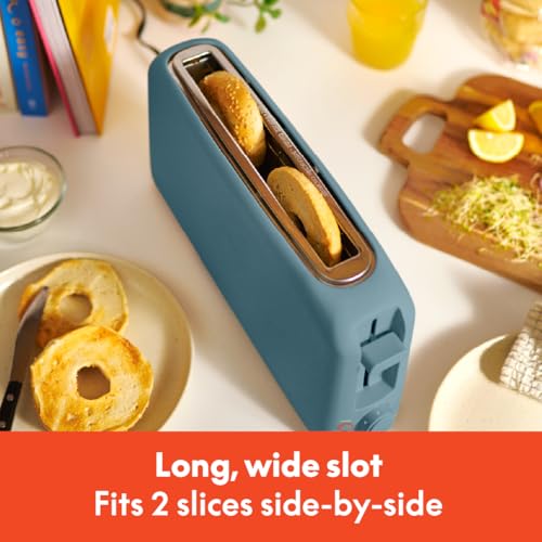 2 Slice Slim Toaster with 6 Shade Settings, Long Slot, Removable Crumb Tray R654